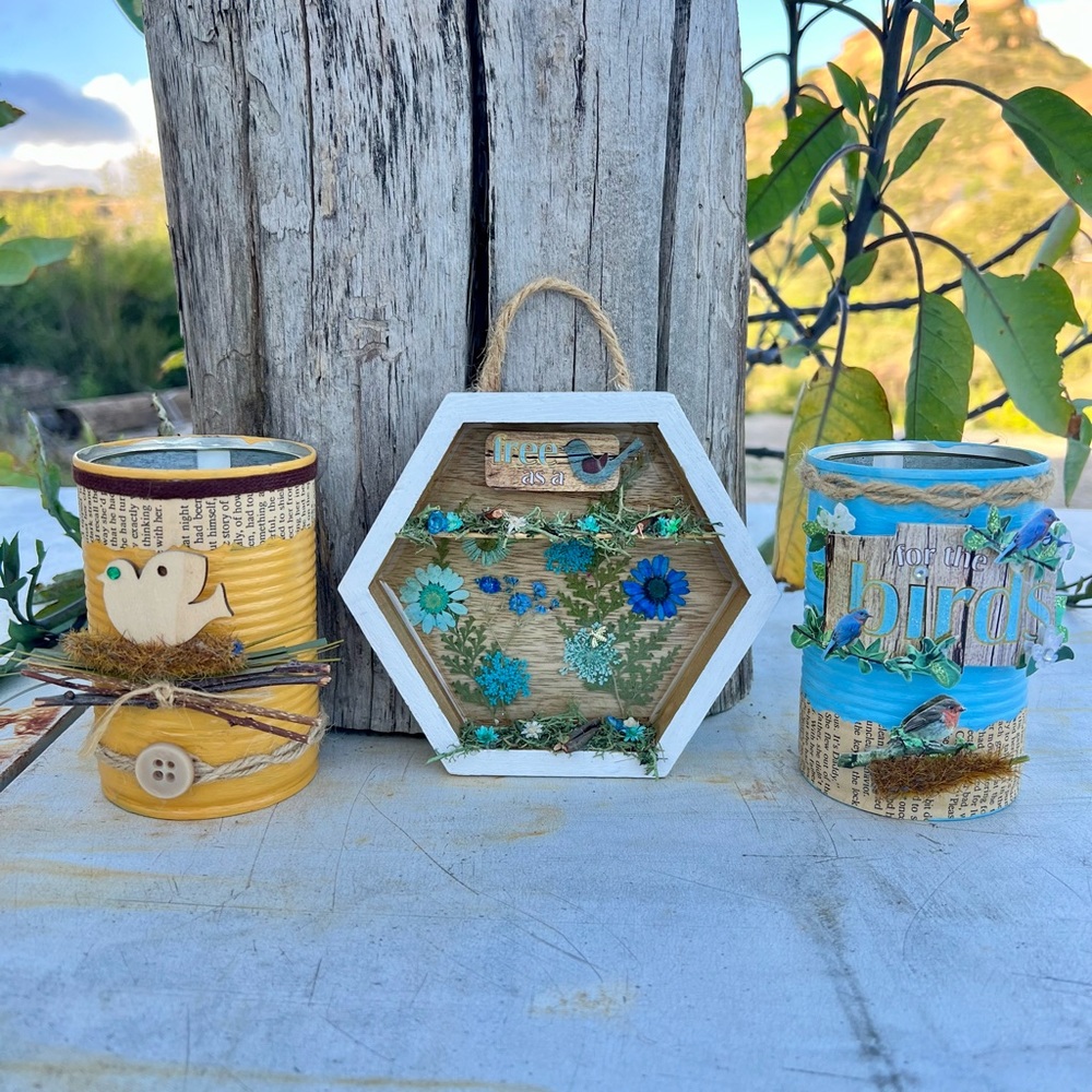 🕊️FREE AS A BIRD Mini Hexagon Garden Decor Wall Art